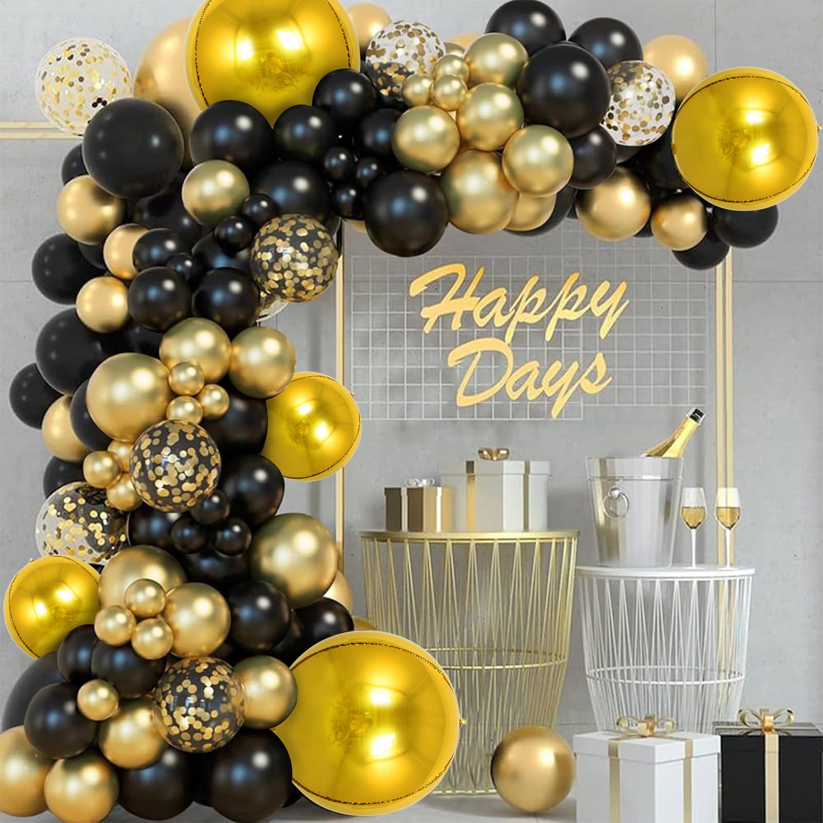 TONIFUL 16Pcs Gold 4D Giant Round Foil Balloons – 22/18/15/10in Mix Sizes