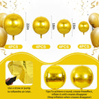 TONIFUL 16Pcs Gold 4D Giant Round Foil Balloons – 22/18/15/10in Mix Sizes