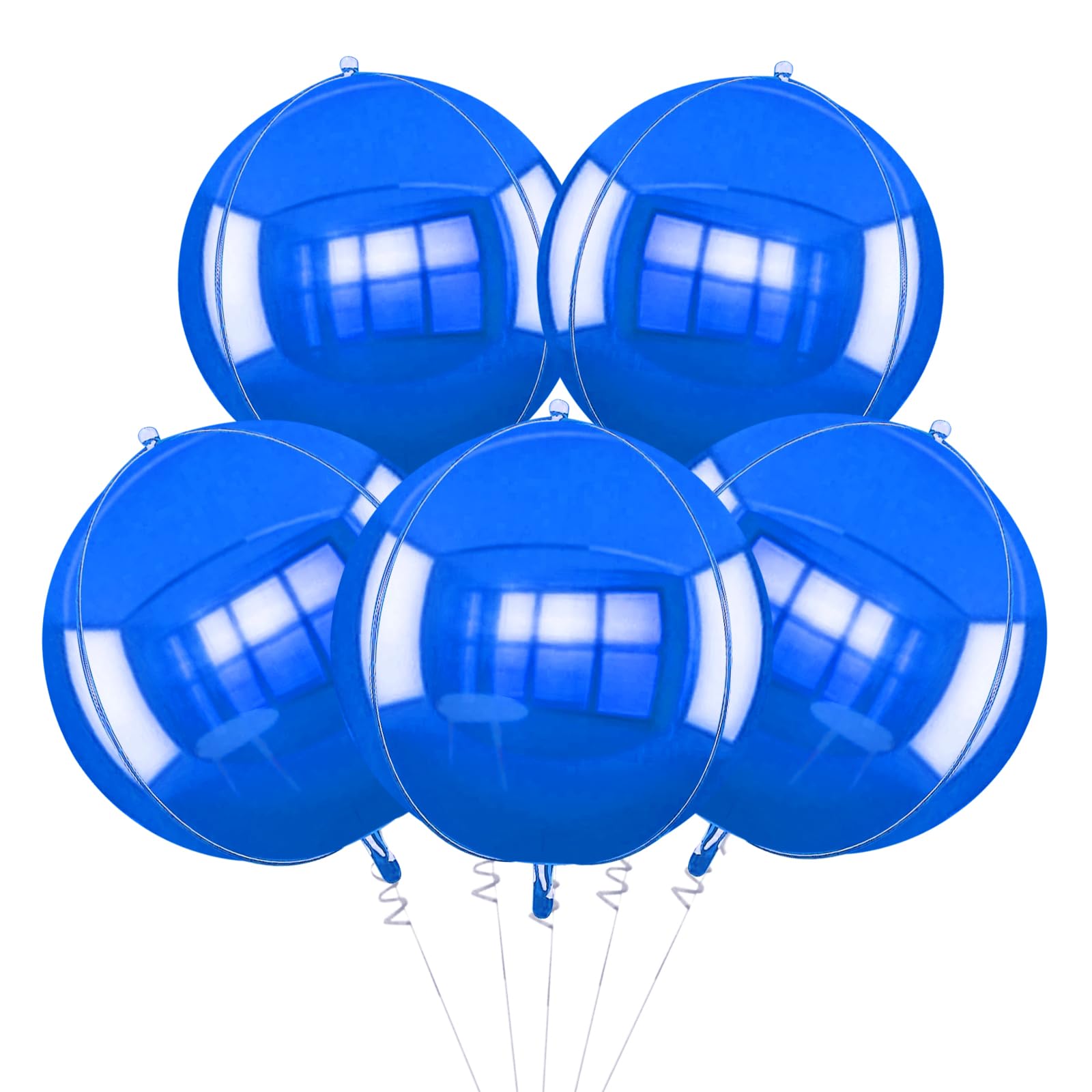 TONIFUL 8Pcs Blue 22-Inch 4D Foil Balloons | Giant Mirror Sephere Mylar Decor
