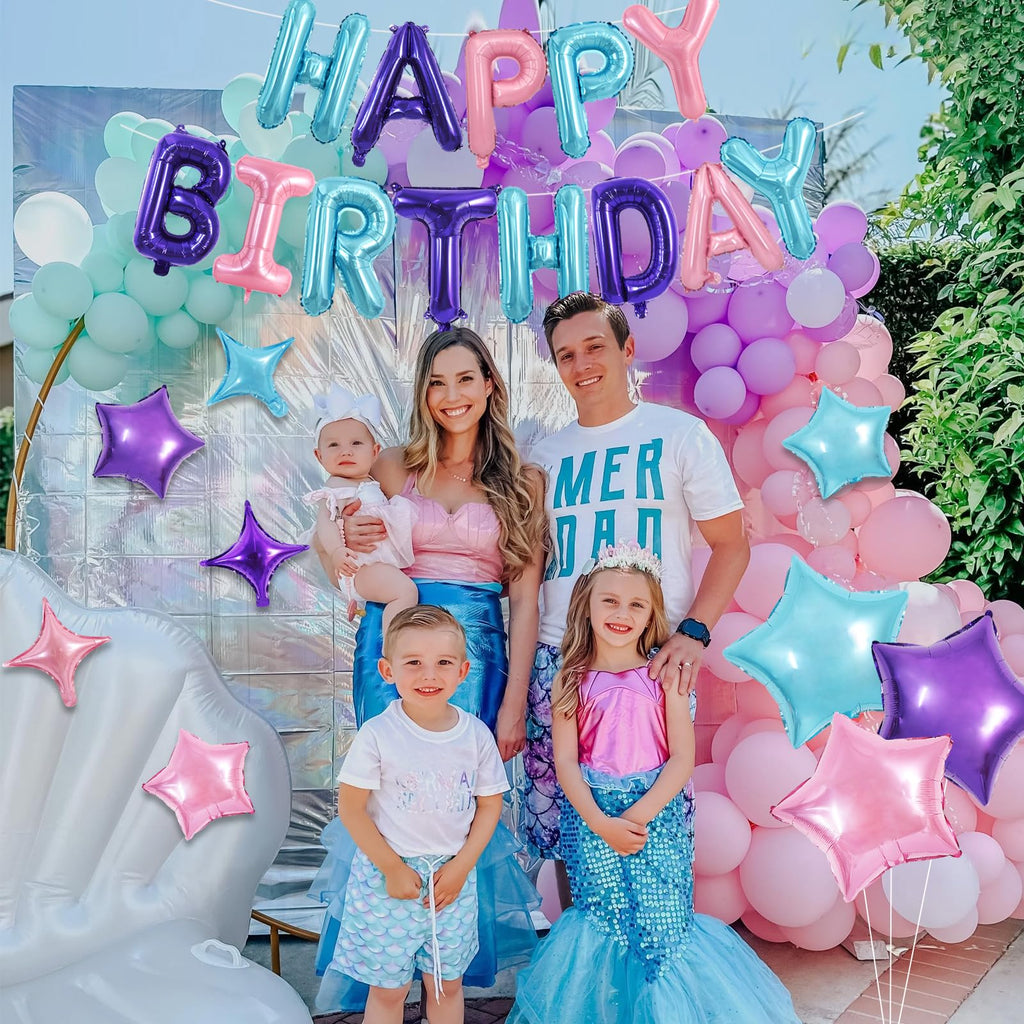 TONIFUL 35PCS Happy Birthday Decorations Kit – 16" Letter Balloons & Star Balloons