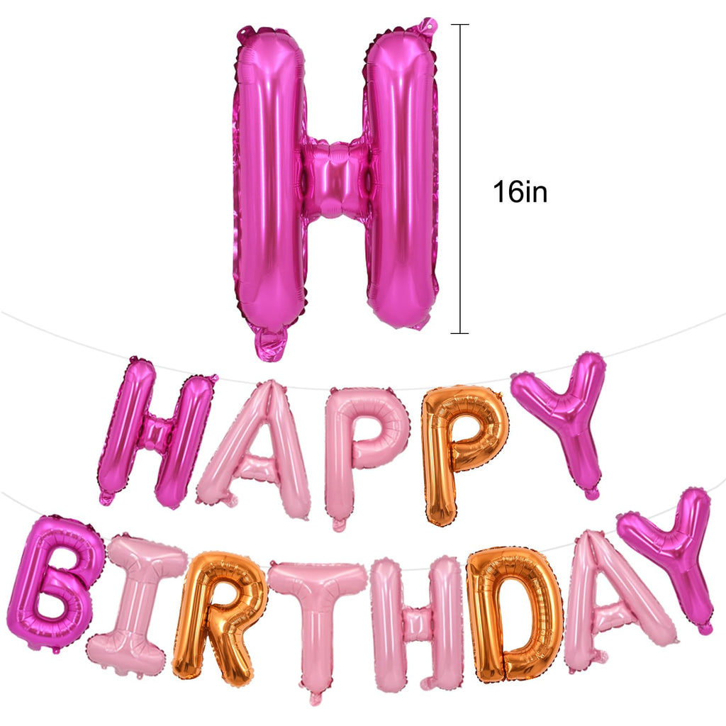 TONIFUL Happy Birthday Balloons Banner – 16 Inch Foil Letters for Party Decor
