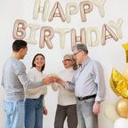 TONIFUL 16-Inch Light Brown Cream Happy Birthday Foil Letter Banner – Party Decorations