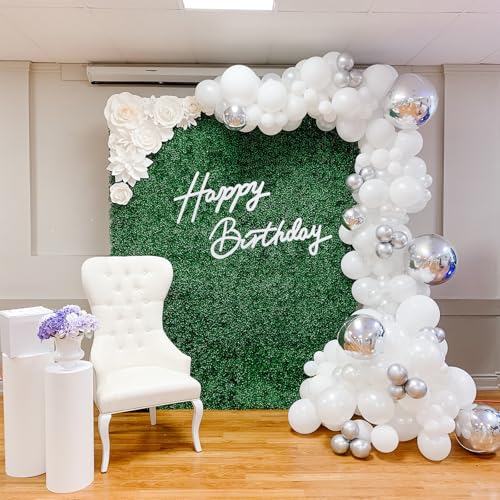 TONIFUL Happy Birthday Sign for Backdrop – White Felt Banner with Glue Dots