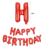 TONIFUL Red Happy Birthday Balloons – 16-Inch Foil Letter Banner, Reusable Party Decor