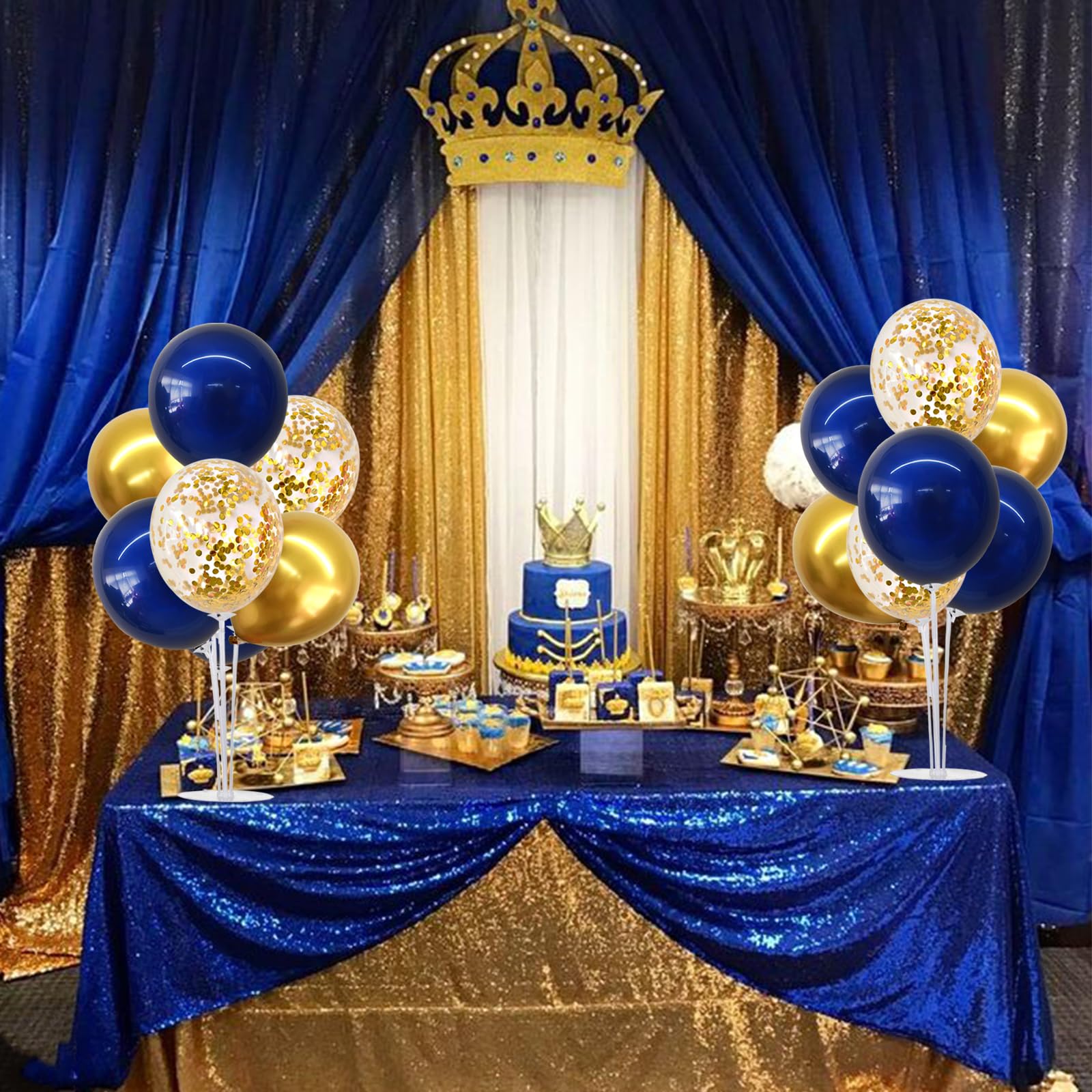 TONIFUL 4-Set Navy Blue Gold Balloon Centerpieces – Table Stand Kit for Graduation 2026