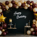TONIFUL Happy Birthday Sign for Backdrop – White Felt Banner with Glue Dots
