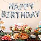 TONIFUL Laser Silver Happy Birthday Banner - 16in Mylar Foil Letters, Reusable Birthday Decor