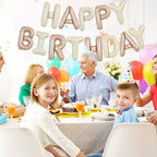 TONIFUL 16-Inch Light Brown Cream Happy Birthday Foil Letter Banner – Party Decorations