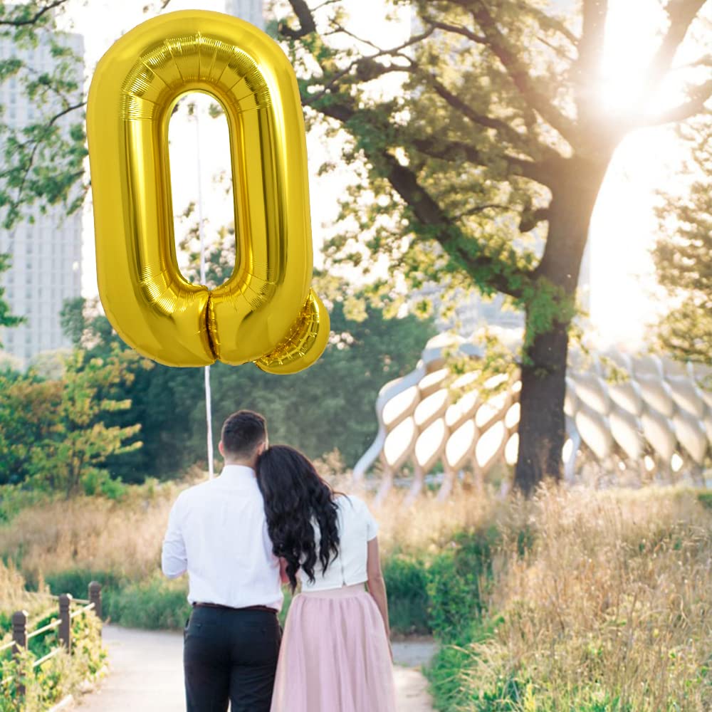 TONIFUL 40 Inch Gold Letter Q Balloon – Large Foil Balloons for Birthday & Party Decor