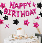 TONIFUL 35PCS 16-Inch Hot Pink Happy Birthday Balloon Banner with Stars