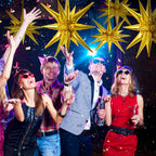 TONIFUL 4Pcs 22in 4D Gold Star Balloons – Explosion Star Mylar Foil Backdrop Decor for Parties