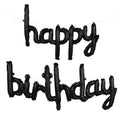 TONIFUL Black Happy Birthday Balloons Banner – 16in Foil Script Sign, Reusable Party Decor