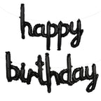 TONIFUL Black Happy Birthday Balloons Banner – 16in Foil Script Sign, Reusable Party Decor