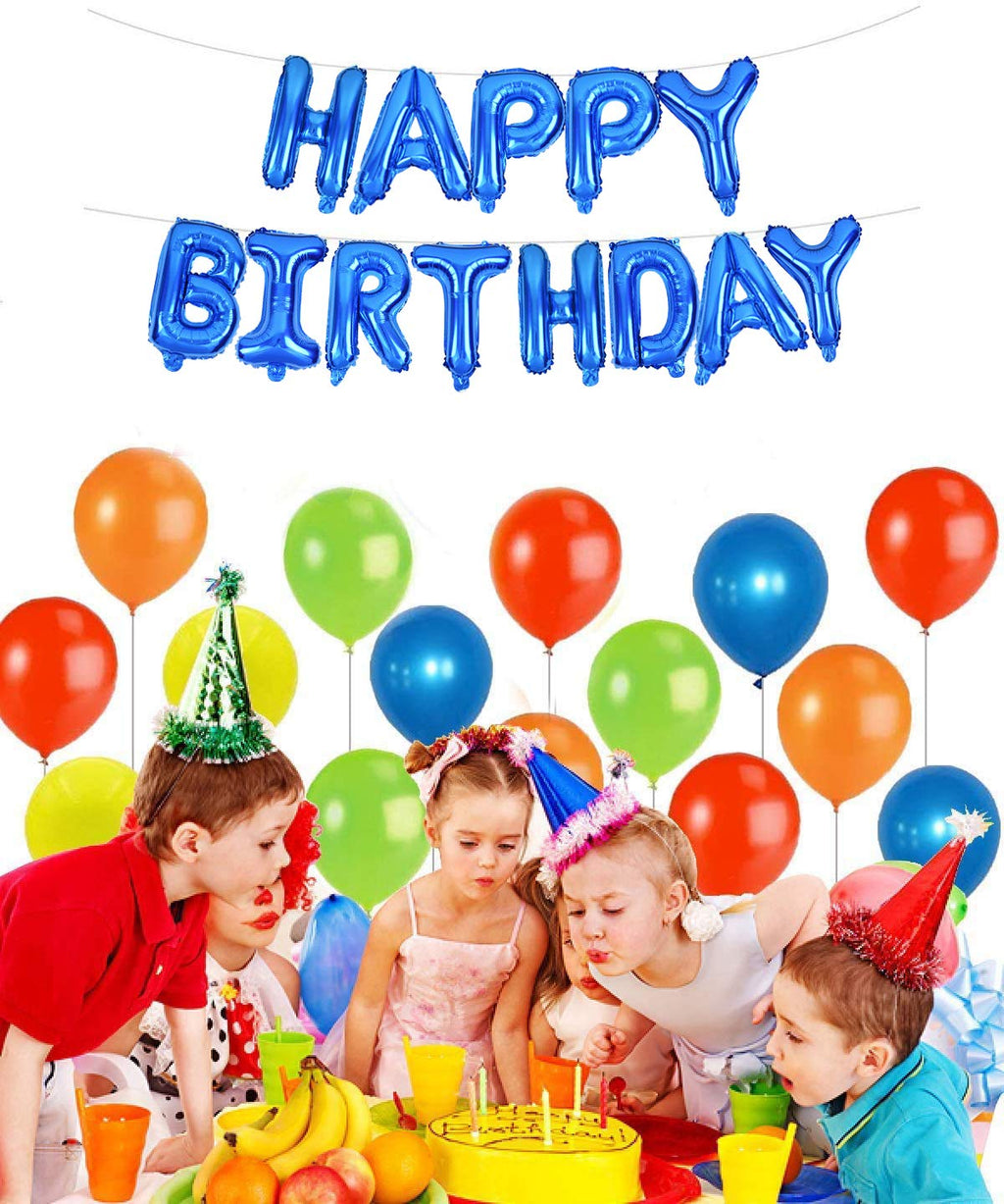 TONIFUL Blue Happy Birthday Balloons - 16-Inch Foil Letter Banner