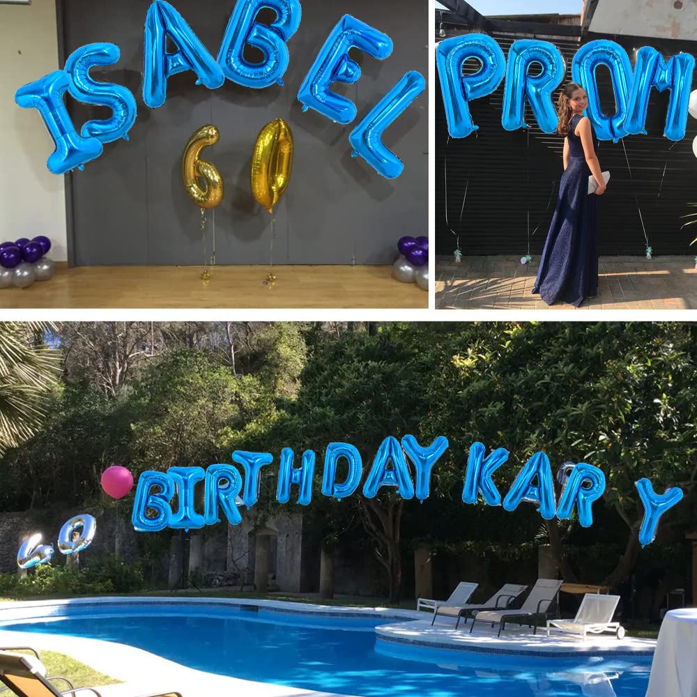 TONIFUL 40 Inch Blue Letter Balloon – Giant Alphabet Foil Balloons for Parties