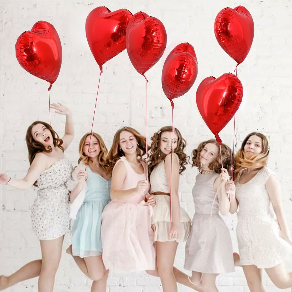 TONIFUL 30Pcs 18in Red Heart Balloons - Valentine's Day Foil Heart Decor for Romantic Weddings & Parties