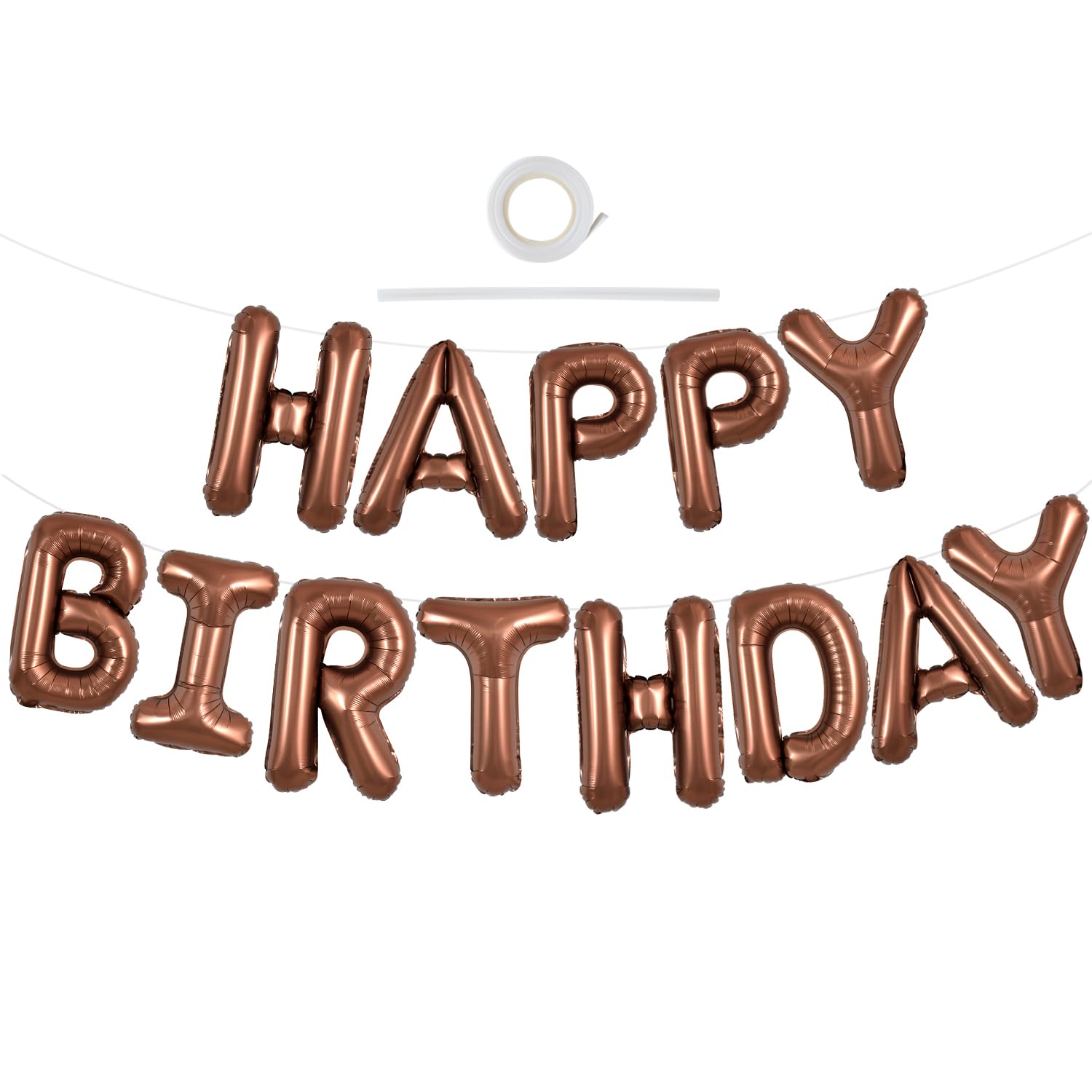 TONIFUL Chocolate Happy Birthday Balloons Banner — 16-Inch Foil Letter Decor for Parties