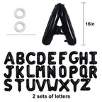 TONIFUL 52-Piece 16in Black Letter Balloons | Custom Alphabet Foil A-Z for Parties