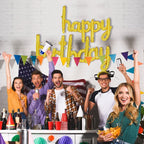 TONIFUL Gold Happy Birthday Balloons Banner – 16-Inch Foil Script Letters