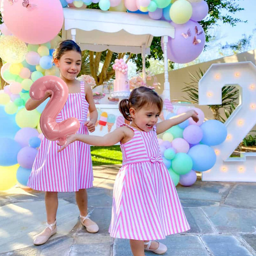 TONIFUL 16-Inch Light Pink Number Balloons (0-9) – 10 Pcs Foil Party Decor