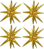 TONIFUL 4Pcs 22in 4D Gold Star Balloons – Explosion Star Mylar Foil Backdrop Decor for Parties