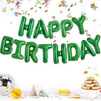 TONIFUL Green Happy Birthday Balloons Banner – 16-Inch Mylar Foil Letters, Reusable Birthday Sign for Kids & Adults, Graduation Party Supplies