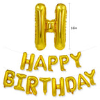 TONIFUL 3D Gold Happy Birthday Balloons Banner — 16" Foil Letter Banner with Ribbon & Straw