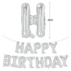 TONIFUL Silver Happy Birthday Banner - 16-Inch Foil Letter Balloons, Reusable Party Decor