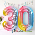 TONIFUL 40-Inch Rainbow Number Balloons (0-9) – Digital 8, Foil Mylar Big Numeral Balloons for Birthday & Anniversary