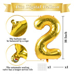 TONIFUL 16-Inch Gold Number Balloons (0-9) – 10 Pcs for Party Decor
