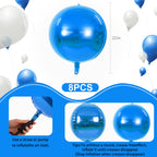 TONIFUL 8Pcs Blue 22-Inch 4D Foil Balloons | Giant Mirror Sephere Mylar Decor