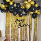 TONIFUL Happy Birthday Sign for Backdrop — Glitter Black Felt Banner with Glue
