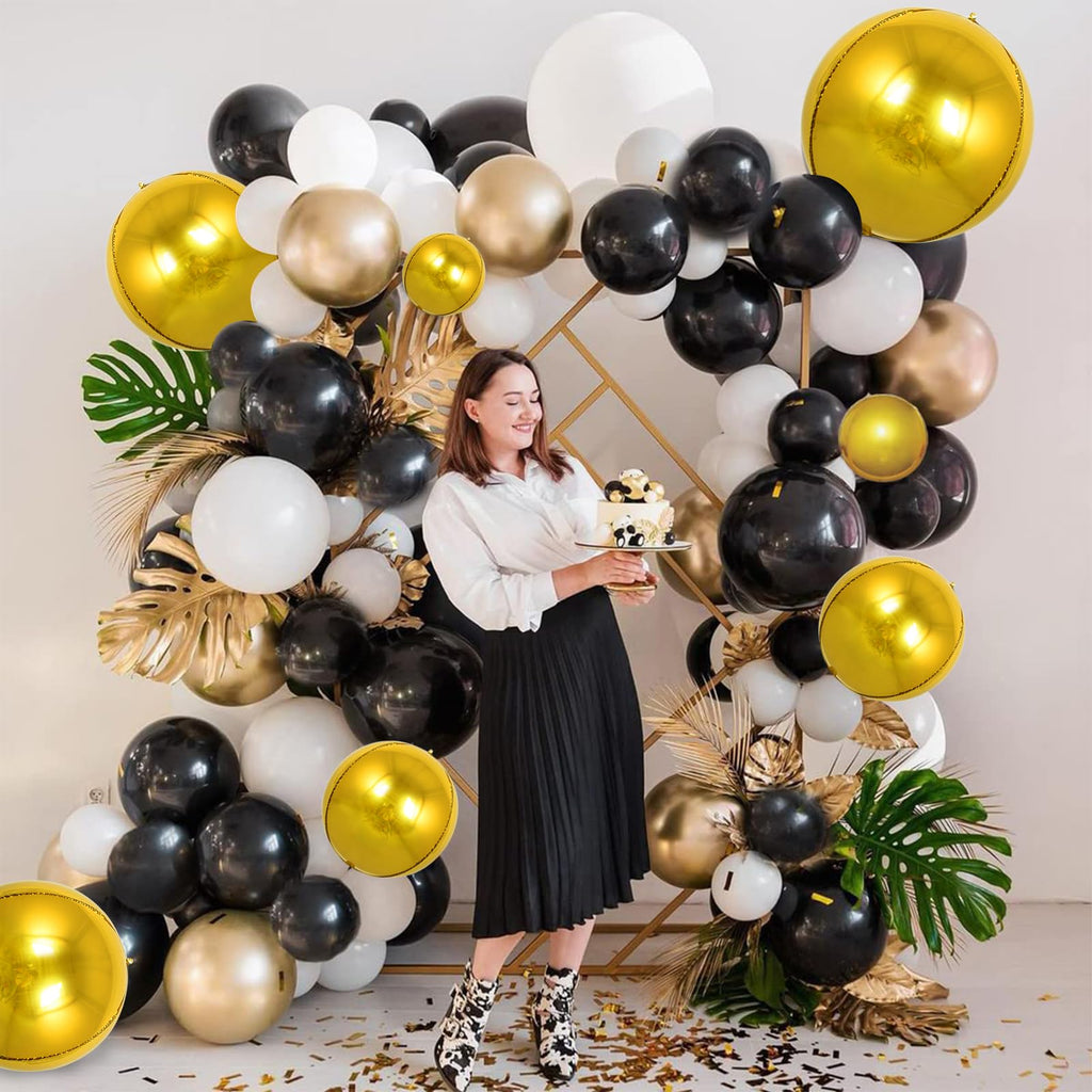 TONIFUL 16Pcs Gold 4D Giant Round Foil Balloons – 22/18/15/10in Mix Sizes