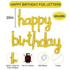 TONIFUL Gold Happy Birthday Balloons Banner – 16-Inch Foil Script Letters