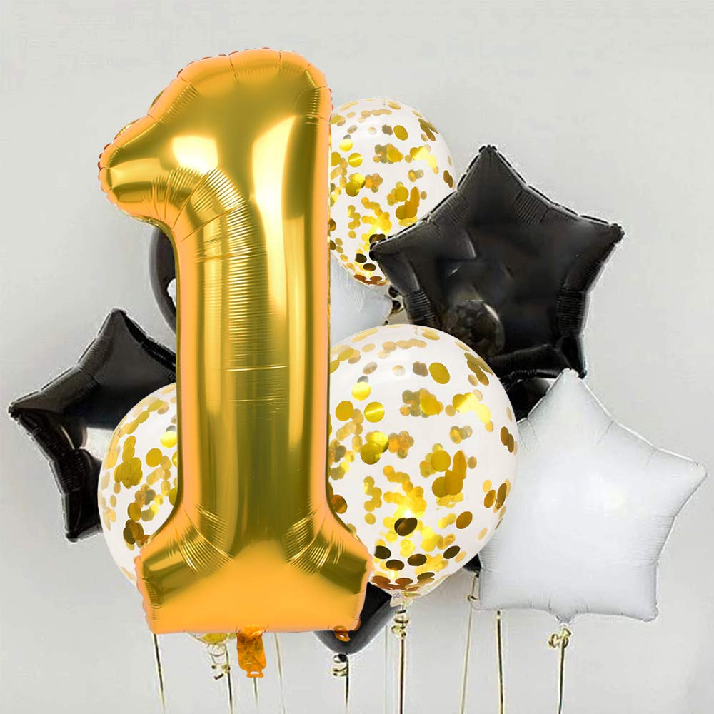TONIFUL 40-Inch Gold Large Number Balloon (0-9) | Foil Mylar Balloons for Graduation, New Year, Birthday Parties