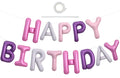 TONIFUL Happy Birthday Balloons Banner — 16-Inch Foil Letter Balloons with Straw & Ribbon (Pink Purple)