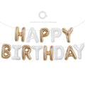 TONIFUL Happy Birthday Balloons Banner - 16-Inch Foil Letters in Champagne Gold & White | Reusable Party Decor