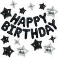 TONIFUL 35PCS Black Happy Birthday Decorations Kit — 16-Inch Letter Banner & Star Balloons