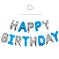 TONIFUL Happy Birthday Balloons Banner - 16 Inch Navy Blue & Silver Mylar Foil Letters | Reusable Party Decor