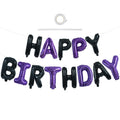 TONIFUL Happy Birthday Banner - 16 Inch Mylar Foil Letters, Reusable Party Decoration (Black Purple)
