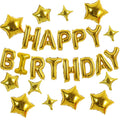 TONIFUL Gold 35PCS Happy Birthday Decorations Kit — 16-Inch Letter Banner + Star Balloons