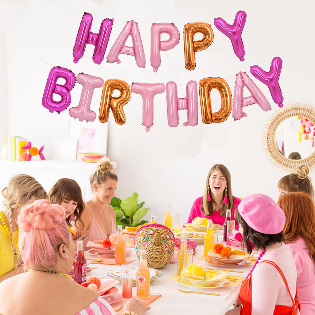 TONIFUL Happy Birthday Balloons Banner – 16 Inch Foil Letters for Party Decor