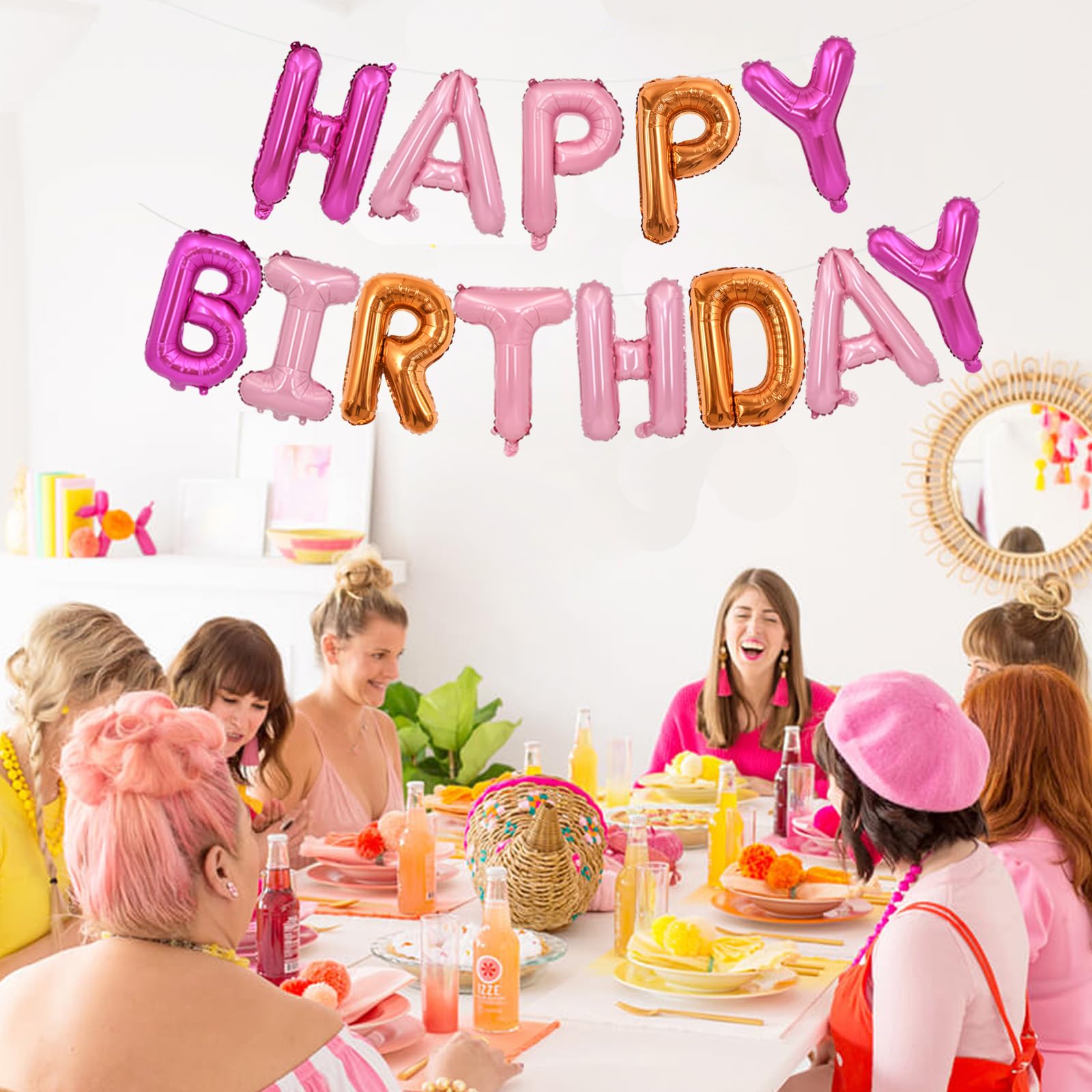 TONIFUL Happy Birthday Balloons Banner – 16 Inch Foil Letters for Party Decor