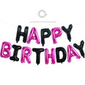 TONIFUL Happy Birthday Banner — 16-Inch Foil Letter Balloons (Black Pink)