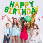 TONIFUL Happy Birthday Foil Letter Banner 16in Green Gold – Reusable Party Decor