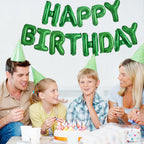 TONIFUL Green Happy Birthday Balloons Banner – 16-Inch Mylar Foil Letters, Reusable Birthday Sign for Kids & Adults, Graduation Party Supplies