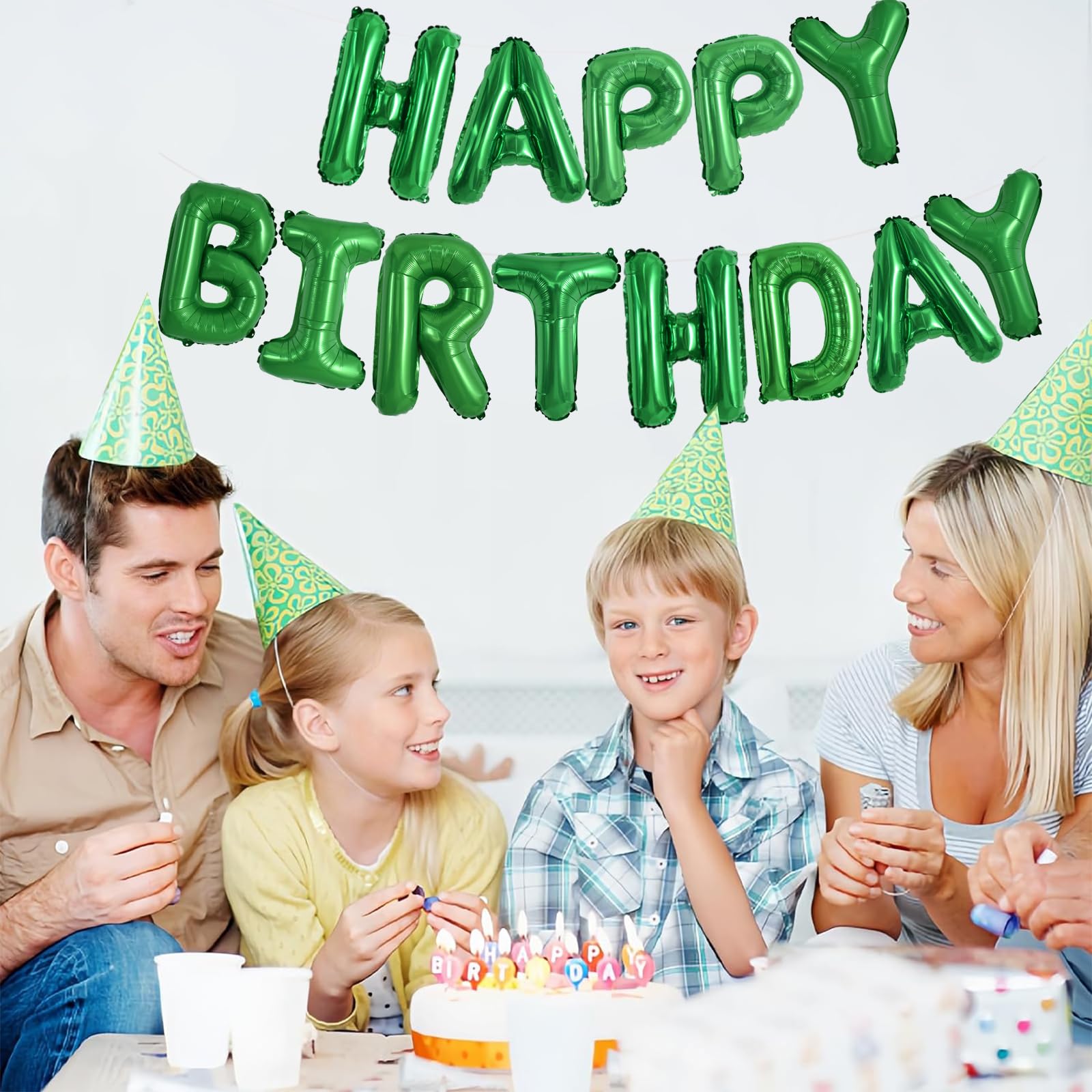 TONIFUL Green Happy Birthday Balloons Banner – 16-Inch Mylar Foil Letters, Reusable Birthday Sign for Kids & Adults, Graduation Party Supplies