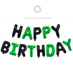 TONIFUL Happy Birthday Banner – 16 Inch Foil Letter Balloons, Reusable Party Decor (Black & Green)