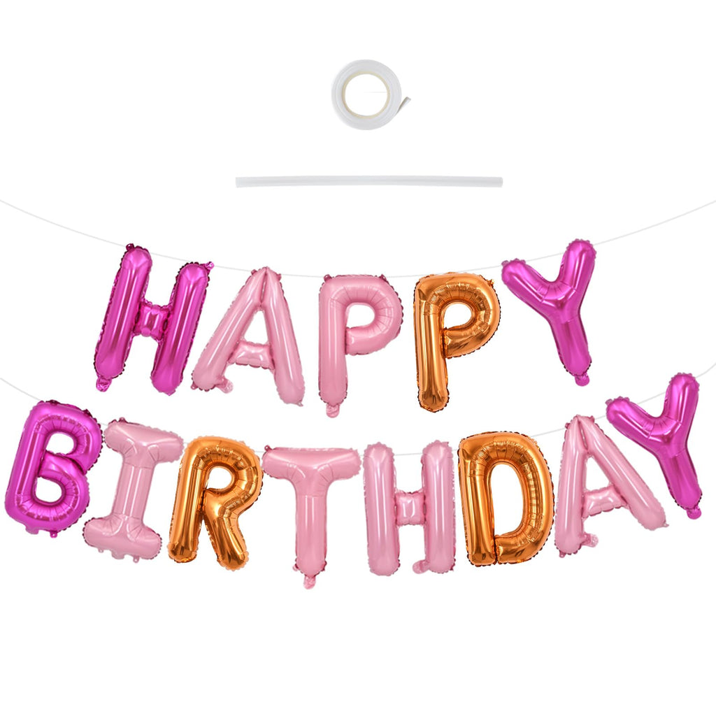 TONIFUL Happy Birthday Balloons Banner – 16 Inch Foil Letters for Party Decor