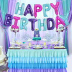 TONIFUL Happy Birthday Balloons Banner with Ribbon Straw – 16 Inch Foil Letter Banner, Reusable Party Decor